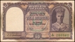 Ten Rupees Bank Note of King George VI Signed by C D Deshmukh of 1944.