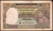 Burma Issue Five Rupees Banknote of 1947 of King George VI Signed by C D Deshmukh.