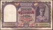 Burma Overprint Ten Rupees Banknote of King George VI Signed by C D Deshmukh of 1947.