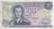 Paper money of Luxembourg of 20 Francs of 1966 issued.