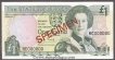 Paper money of Jersey of Specimen 1 pound of 1992 issued.