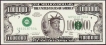 Paper money of United States of America of 1,000,000 Dollars of 2001 issued.