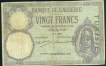 Paper money of Tunisie of 20 Vingt Francs of 1939 issued.