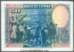 Paper money of Spain of 50 Euro of  1928 issued. 