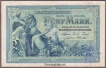 Paper money of Germany of 5 Mark of 1904 issued.  