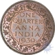 Copper One Quarter Anna of King George VI of Calcutta Mint of 1939.