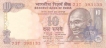 10 Rupees Bank Note of India of C. Rajan Governor 0f 1996 issued.