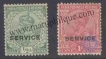 1912-13, Stamps of King George V Opt 'SERVICE' in 14 mm size on rupee values Mint.