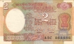 2 Rupees Bank Note of India of  R.N. malhotra Governor of 1985 issued