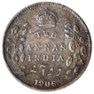 Silver Two Annas Coin of King Edward VII of Calcutta Mint of 1906.