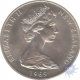 Cupro Nickle One Dollar of Elizabeth II of New Zealand of 1969.