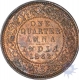 Copper One Quarter Anna  of Victoria Queen of Calcutta Mint of 1862.