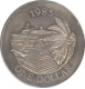 Cupro Nickkle One Dollar of Elizabeth II of Bermuda of 1985.