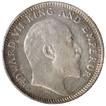 Silver Quarter Rupee Coin of King Edward VII of Calcutta Mint of 1905.