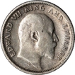 Silver Quarter Rupee Coin of King Edward VII of Calcutta Mint of 1910.