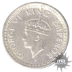 Silver Quarter Rupee Coin of King George VI of Bombay Mint of 1945.