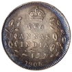 Silver Two Annas Coin of King Edward VII of Calcutta Mint of 1905.