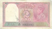 2 Rupees Note of King George VI signed by J.B. Taylor.