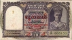 10 Rupees of King George VI signed by C.D.Deshmukh of Military Administration of Burma of India.