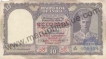 10 Rupees of King George VI, Burma Currency Board f India.