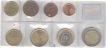 Set of Bi-Metal Coins of One Euro Cent, Two Euro Cent, Five Euro Cent, Ten Euro Cent, One Euro, Two Euro, Twenty Euro Cent, Fifty Euro Cent of Spain.