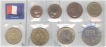 Set of Bi-Metal Coins of One Euro Cent, Two Euro Cent, Five Euro Cent, Ten Euro Cent, One Euro, Two Euro, Twenty Euro Cent, Fifty Euro Cent of France.