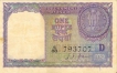 1 Rupee Bank Note of India of L.K. Jha Governor of 1957 issued. 