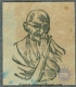 Newsprint Green Colour of Triangle Shaped of Gandhi.