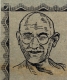 Newsprint Dull Blue-Green Colour of Rectangle Shaped of Gandhi.