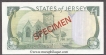 Paper money of Jersey of Specimen 1 pound of 1992 issued.