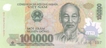 Paper money of Vietnam of 100,000 Dong.