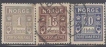 1889-1914, Stamps of Norway, Set of 3 Stamps, Sc.No: J1, J4, J5.
