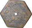 Brass Hexagon Shape Token of Sub Treasury of Dhinderi.