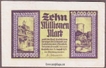 Paper money of Germany of Ten Million Mark of 1923 issued.