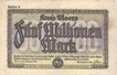 Paper money of Five Million Mark of Germany.