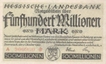 Paper money of Germany of 500 Millionen Mark of 1923 issued.