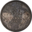 Silver One Rupee Coin of Victoria Empress of Bombay Mint of 1887.