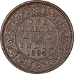 Copper One Quarter Anna Coin of Victoria Empress of Calcutta  Mint of 1894.