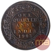 Copper One Quarter Anna Coin of King Edward VII of Calcutta Mint of 1905.