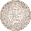 Silver Two Annas Coin of Victoria Empress of Calcutta Mint of 1889.