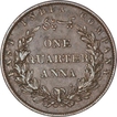 Copper One Quarter Anna Coin of East India Company of Birmingham Mint of 1858.