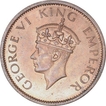 Bronze One Quarter Anna Coin of King George VI of Calcutta Mint of 1942.