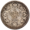 Silver Quarter Rupee Coin of King George V of Calcutta Mint of 1917.