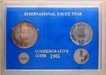 1985 Silver Proof Set of International Youth Year of Calcutta Mint.
