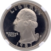 Silver Dollar Coin of George Washington of United States of 1987.