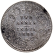 Silver Two Annas Coin of Victoria Empress of Calcutta Mint of 1891.