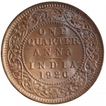 Copper One Quarter Anna Coin of King George V of Calcutta Mint of 1920.