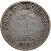 Silver Ten Cents of Edward VII of Ceylon of 1903.