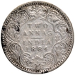 Silver Two Annas Coin of Victoria Empress of Bombay Mint of 1884.