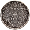 SIlver Two Annas Coin of Victoria Empress of Bombay Mint of 1891.